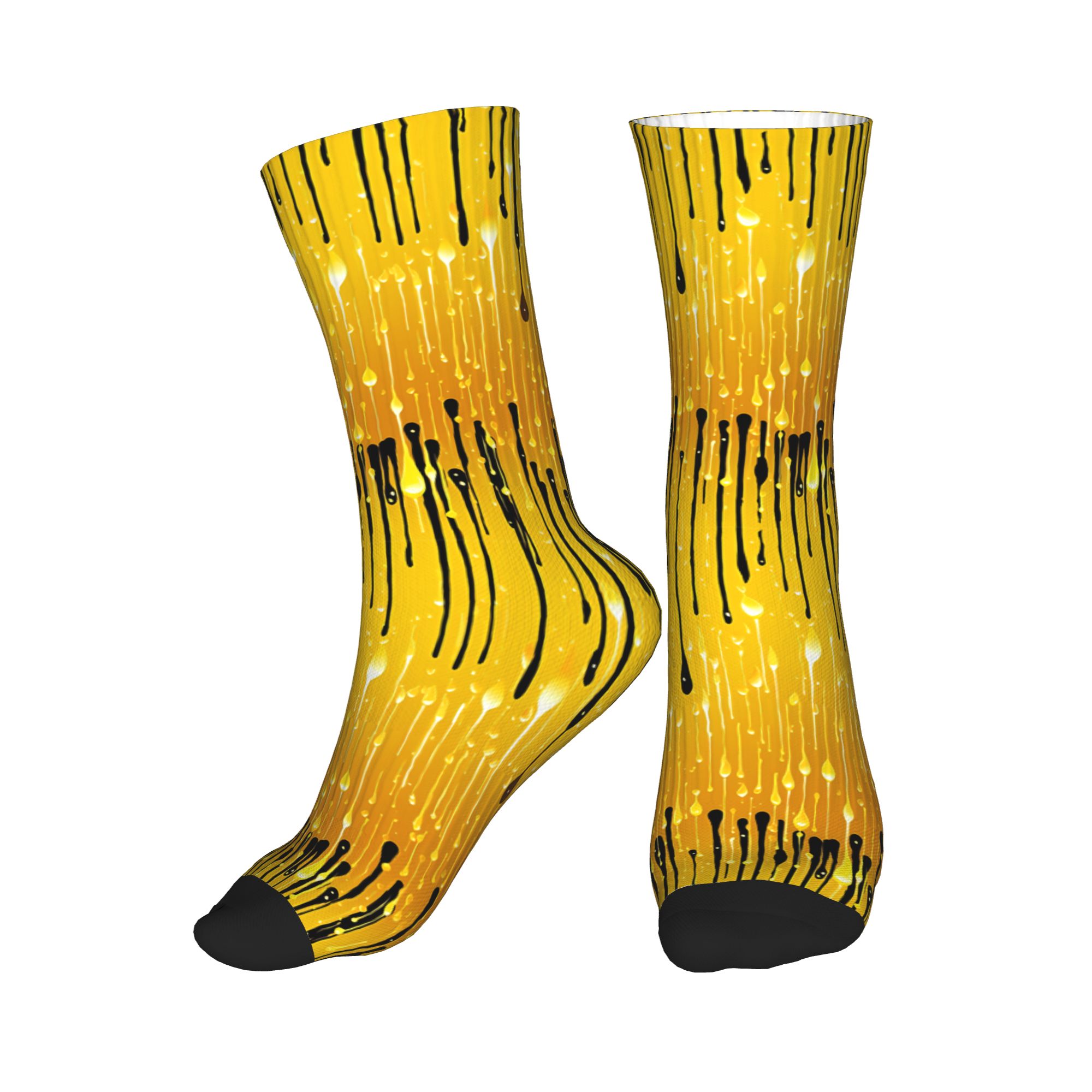 Dress Sock Men - Funny Mens Dripping Yellow Liquid Pattern