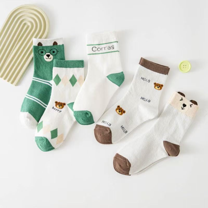 5 Pack Toddler Cartoon Bear Pa - đánh giá và giá Cotton Crew Sock Pack