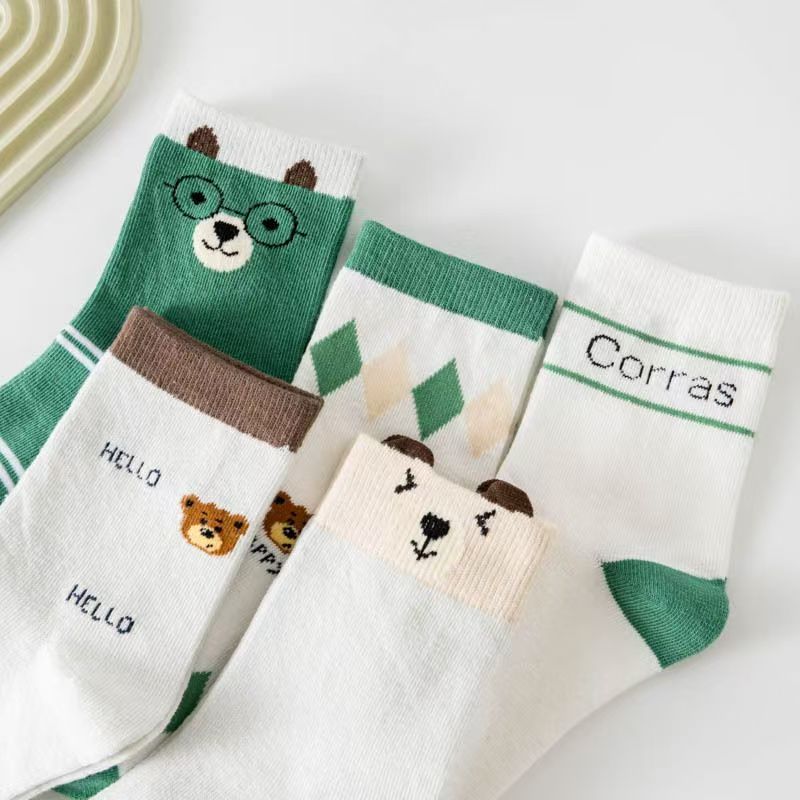 5 Pack Toddler Cartoon Bear Pa - đánh giá và giá Cotton Crew Sock Pack